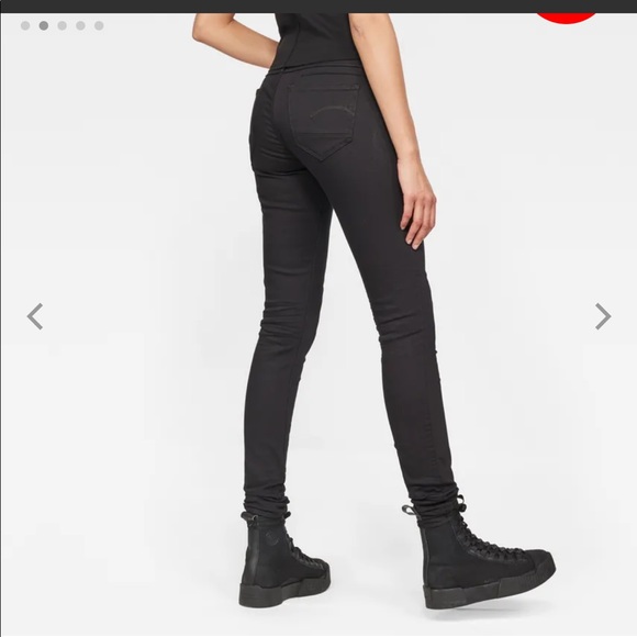 G-Star Raw D-STAQ Black Mid Rise Skinny Jeans NEw W24 L30 - Picture 2 of 14